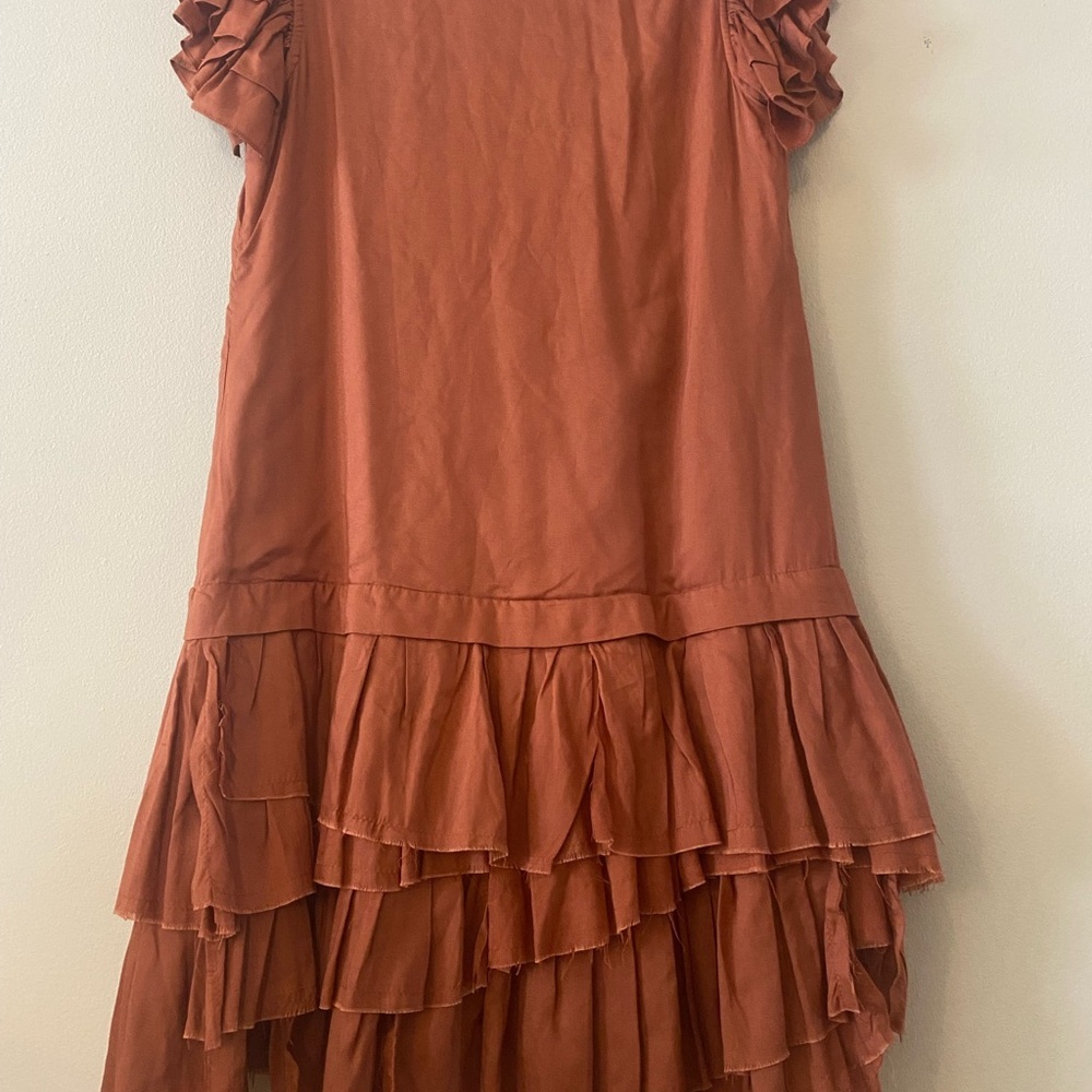 MWT Maria Stanley Elegant Ruffled Orange Dress size 0 - Picture 15 of 16